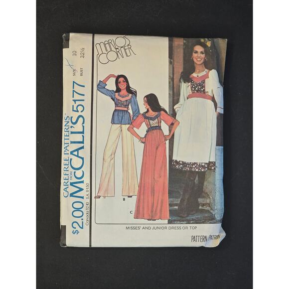 McCall's 5177 1976; Misses' Dress or Top. High waisted back zippered dress Uncut - Picture 1 of 3